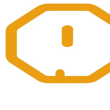 Exclamation mark symbol inside vibrant orange octagonal frame features smooth digital animation motion providing clear visual cues for important system notifications in this professional design clip