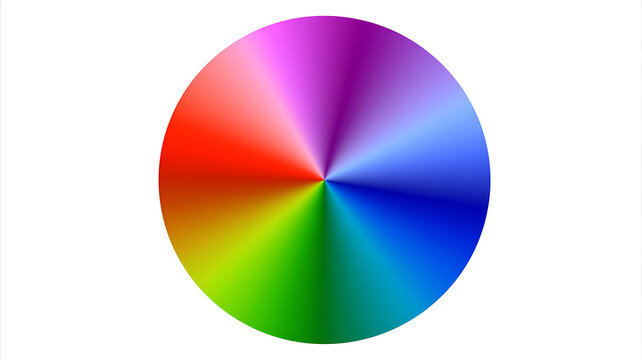 Vibrant circular color wheel spectrum isolated on white background