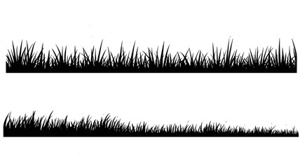 Obraz premium Long grass silhouette horizontal border vector illustration set