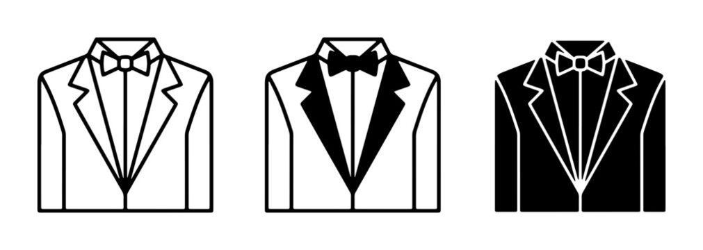 Formal Tuxedo Icons, Black Tie Attire Vector Set, Elegant Menswear Graphics, Formal Wear Illustrations