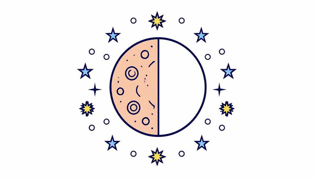 Last quarter moon phase flat minimal vector illustration white background