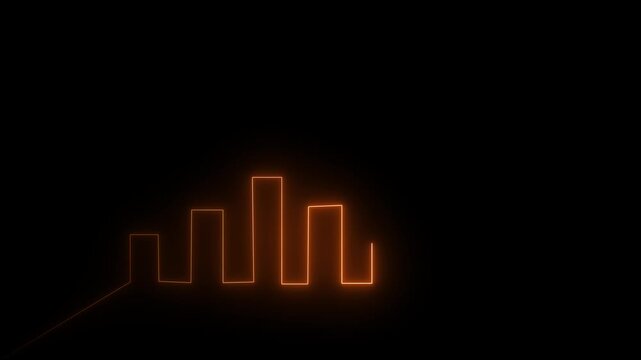  Business glow neon graph icon animation business report presentation growth bar. Dividends and long term investment to beat inflation 4k video.