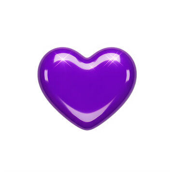 Shiny purple heart icon isolated on a clean white background