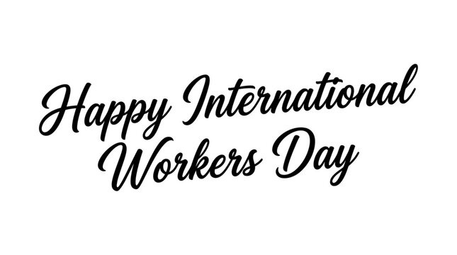 A black handwritten text design for a happy international workers day celebration presented as a high quality labour day isolated on transparent background