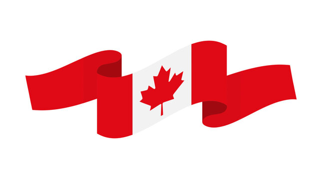 A waving canadian flag illustration for a labour day vector graphic design project presented as an isolated object on isolated on transparent background
