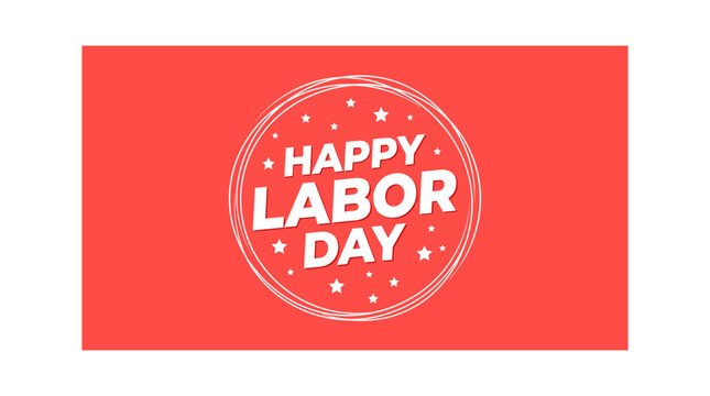 A festive red graphic design featuring a happy labour day vector illustration presented as an isolated object on a isolated on transparent background