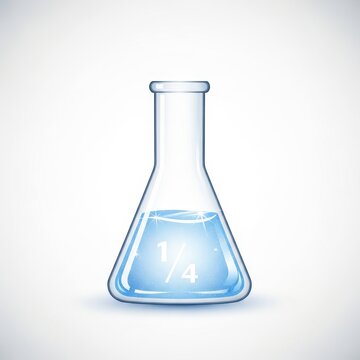 Sparkling clean glass conical flask filled with blue liquid, ready for scientific experimentation