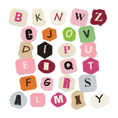 Colorful alphabet letters arranged in playful scattered style isolated on transparent background © ZAKIRON