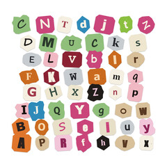 Colorful alphabet letters with fun shapes and playful design isolated on transparent background © ZAKIRON