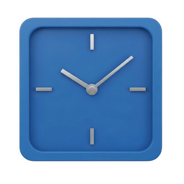 Modern blue analog wall clock isolated on transparent background