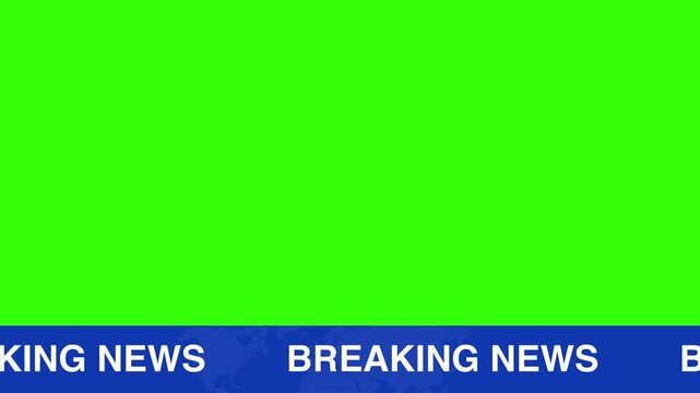 Animated breaking news lower third on green background. suitable to place on content about news high-quality professional motion graphics animation