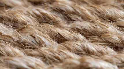 Fototapeta premium Close up of textured hemp rope fibers showing natural color variations and fibrous surface detail