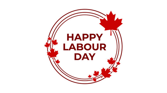 A red canadian maple leaf frame design for a happy labour day vector illustration presented as an isolated object isolated on transparent background
