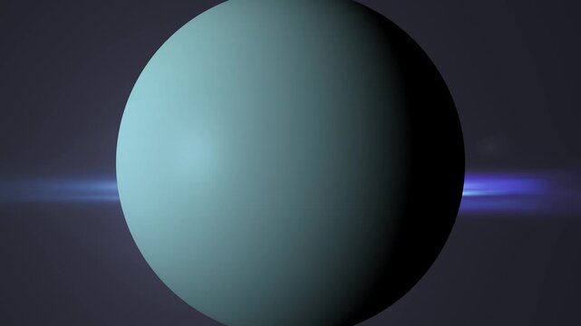 Uranus planet rotating in deep space with glowing light effect