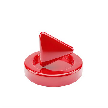 Shiny red play button icon for media player and video streaming
