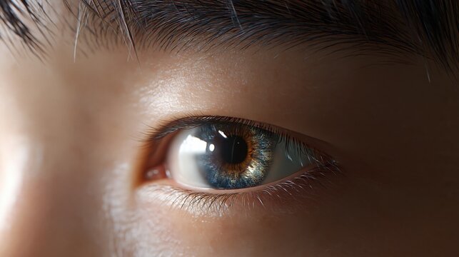 Extreme Close Up Macro Shot of a Human Eye Showing Iris Detail and Eyelashes