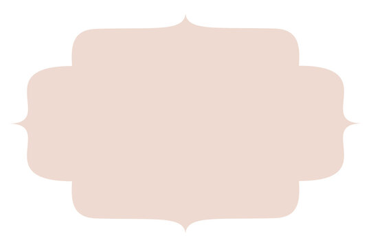 Cream decorative rectangular label frame with rounded scalloped edges and ornamental details. Elegant border for text, labels, invitations, greeting cards, stationery, signs, posters. High-res PNG