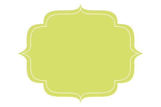 Lime green vintage label frame PNG with decorative scalloped edges and elegant inner outline. Isolated blank retro border template for invitations, wedding stationery, greeting cards, logos, stickers