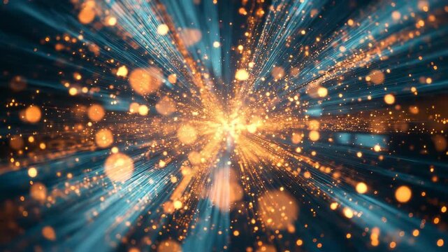 A stunning of a cosmic explosion with vibrant hues of blue and orange.