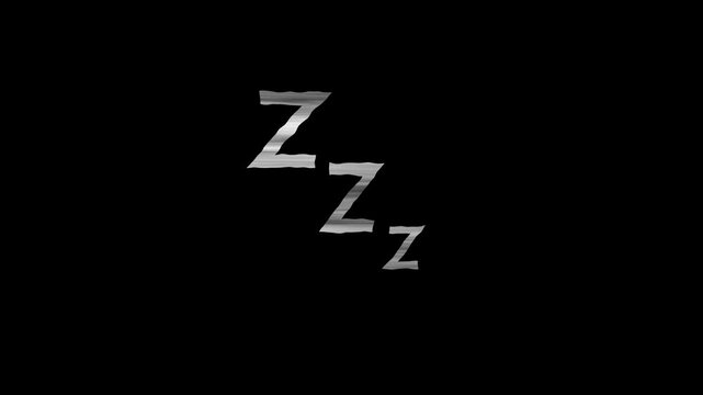 Animated white charcoal sketch scribbles Flickering silver ZZZ sleep icon with glitch effect. 4K Video
