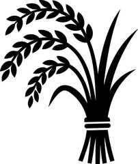 Fototapeta premium Black rice plant icon silhouette isolated on transparent background