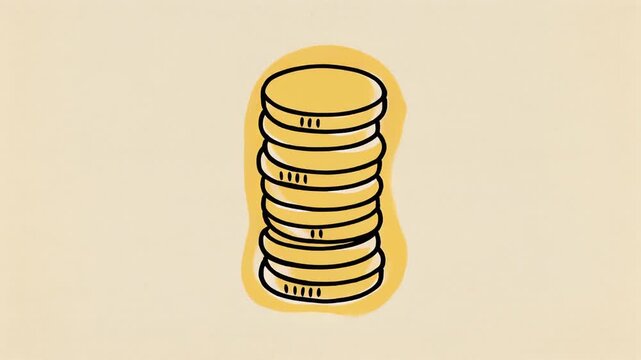 Hand-Drawn Doodle Coin Stack, Prosperous Finance Sketch Background