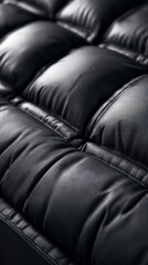 Obraz premium Black Tufted Leather Upholstery with Deep Quilted Texture and Copy Space