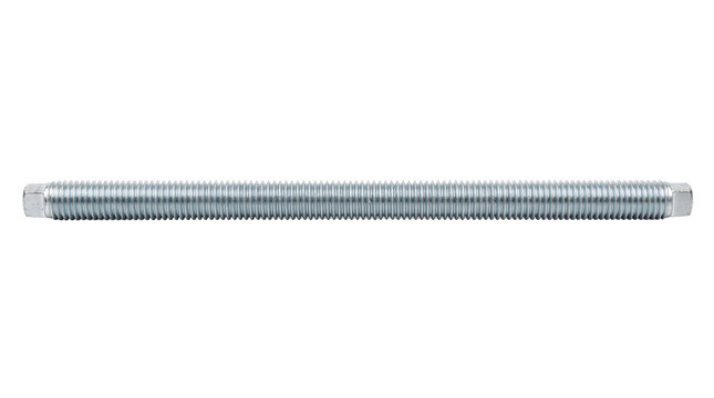 Fully threaded steel rod isolated on transparent background png