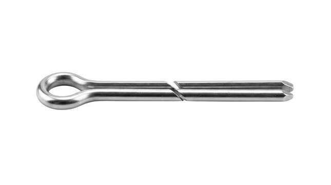 Steel split cotter pin fastener isolated on transparent background png
