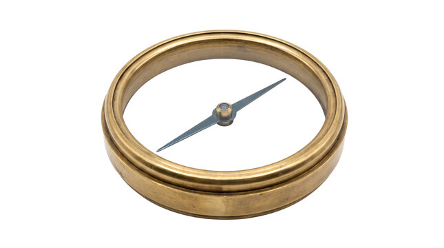 vintage brass navigation compass isolated on transparent background png