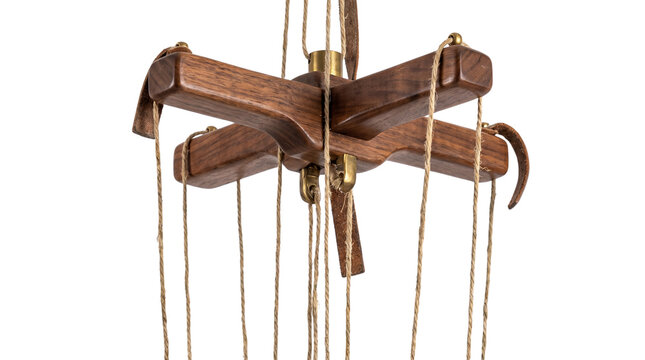 wooden marionette puppet controller isolated on transparent background png
