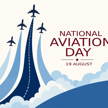 Happy National Aviation Day Design | August 19 Airplane Flight and Aerospace Theme