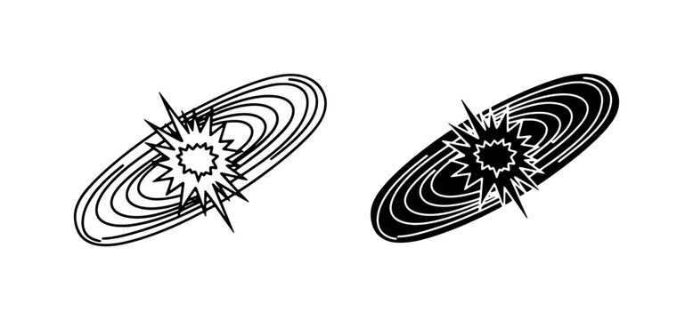Explosion Icon, Cosmic Burst Symbol, Black and White Galaxy Swirls, Abstract Energy Starburst