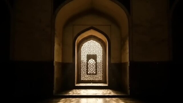 Ancient stone archway leading into a dark interior passage.