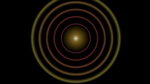 Concentric rings with a central glow present a luminous halo effect against a black background aurora circles corona darkness diffusion energy