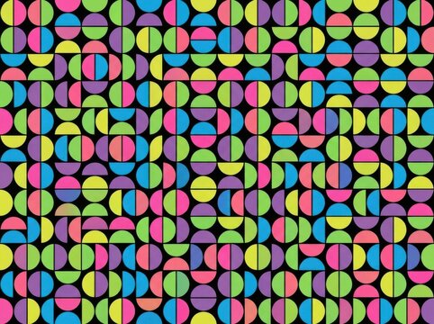 Seamless pattern with colorful geometric semicircles