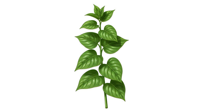 Fresh green basil plant with healthy leaves
