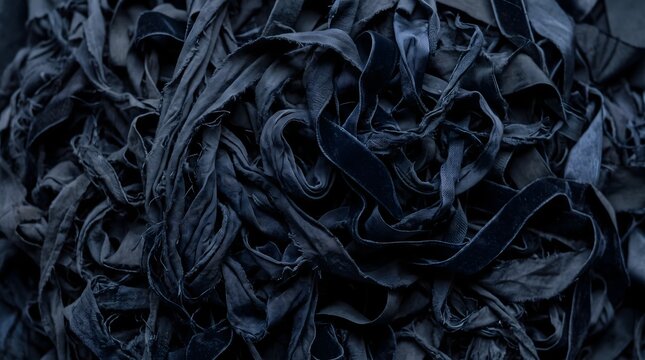 Abstract dark textured background featuring tangled black fabric perfect for a spooky and mysterious halloween themed design project