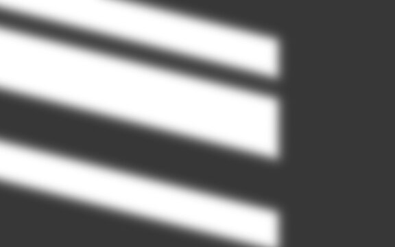 Realistic soft window blind shadow overlay effect on dark grey background for design mockups