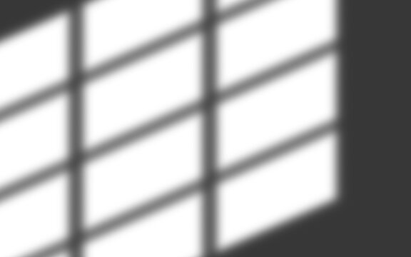 Soft Window Frame Shadow Overlay Effect on a Grey Wall Surface for Product Mockup Background Display