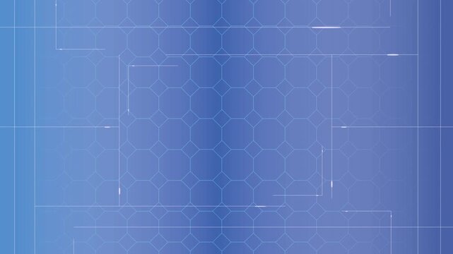 Animated video showing a futuristic, high-tech panel with lines and light, computer, interface, art, blue.