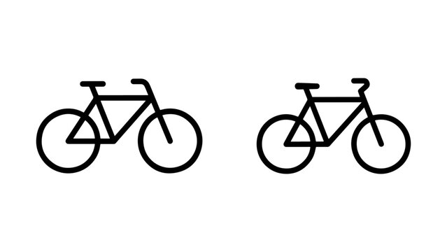 Two modern bicycle outline icons side by side isolated on white background for web graphics.