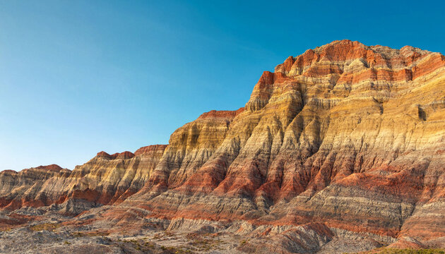Rugged desert canyon landscape with layered red and yellow sedimentary rock formations landscape mountain sedimentary formation sandstone outdoors southwest national geological