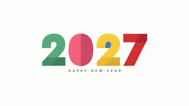 Colorful 3d rendered text design for the year 2027 isolated on a plain white background
