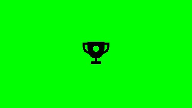 Dynamic motion of a trophy in a vibrant green screen environment for sports celebration video.