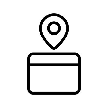Payment method online credit card with location pointer pin icon.