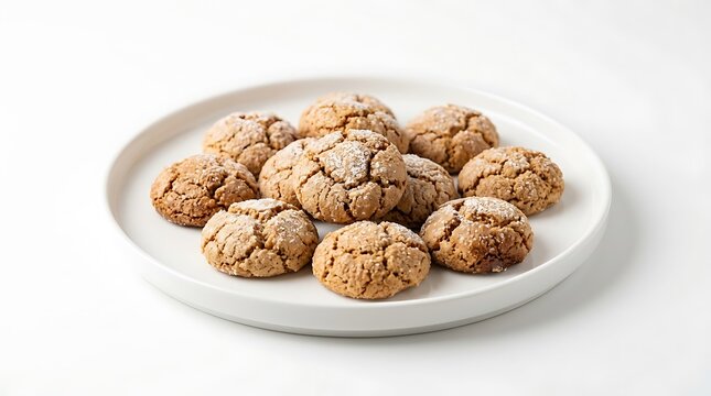 Fresh baked chocolate chip cookies arranged on a round plate for a delicious sweet dessert snack. amaretti