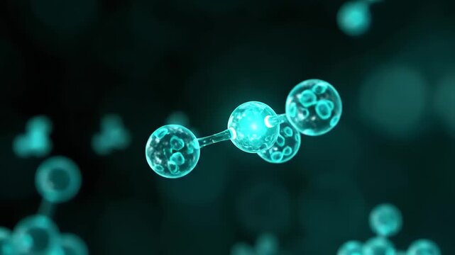 Abstract close-up of glowing blue crystal spheres in dark background.