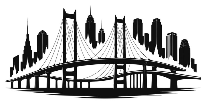 Modern cable-stayed bridge spanning a highway with tall towers and angled cables modern architecture