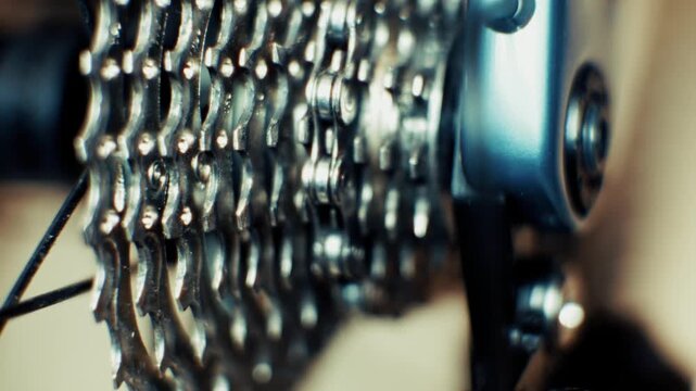 Bicycle Chain And Rear Cassette. Sprockets Mechanical. Components Bike Drivetrain Transmission. Maintenance 